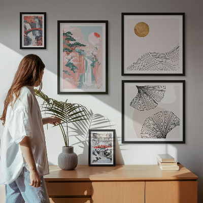 Decorațiune de perete set tablouri Peisaje cu cascade în Japonia