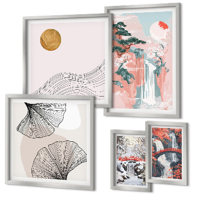 Decorațiune de perete set tablouri Peisaje cu cascade în Japonia