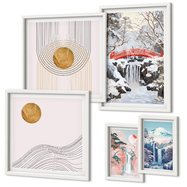 Decorațiune de perete set tablouri Peisaje cascade poduri Japonia