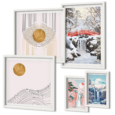 Decorațiune de perete set tablouri Peisaje cascade poduri Japonia