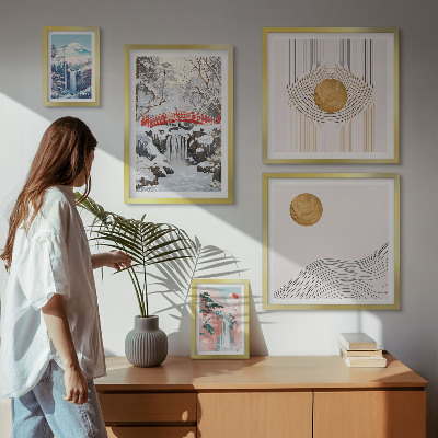 Decorațiune de perete set tablouri Peisaje cascade poduri Japonia