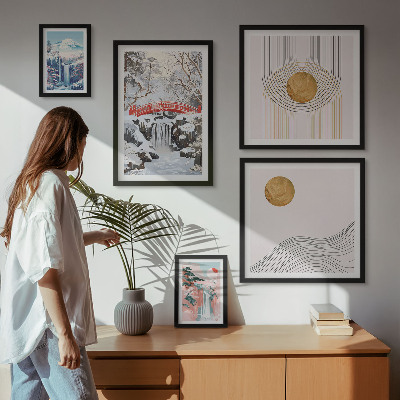 Decorațiune de perete set tablouri Peisaje cascade poduri Japonia