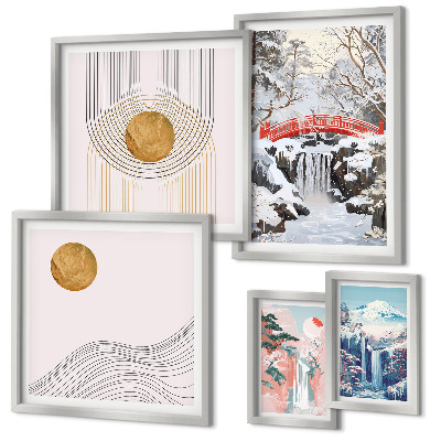 Decorațiune de perete set tablouri Peisaje cascade poduri Japonia