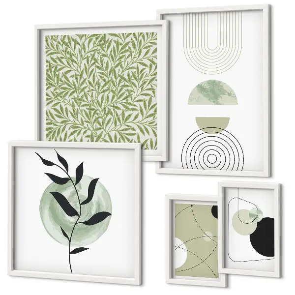 Set de tablouri decorative pentru perete cu plante geometrice abstracte