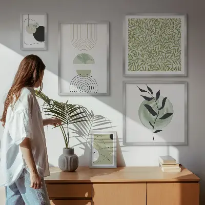 Set de tablouri decorative pentru perete cu plante geometrice abstracte
