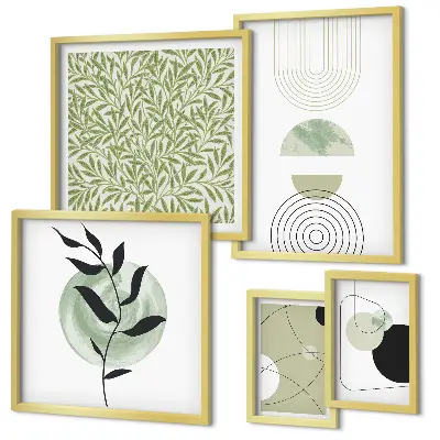 Set de tablouri decorative pentru perete cu plante geometrice abstracte