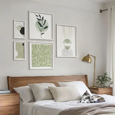 Set de tablouri decorative pentru perete cu plante geometrice abstracte