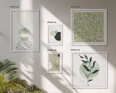Set de tablouri decorative pentru perete cu plante geometrice abstracte