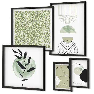 Set de tablouri decorative pentru perete cu plante geometrice abstracte