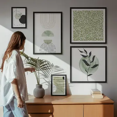 Set de tablouri decorative pentru perete cu plante geometrice abstracte
