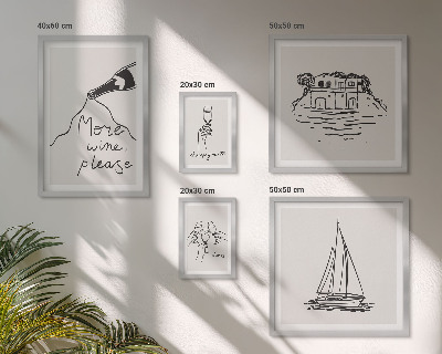 Polyptic înrămat Grafică elegantă pentru relaxare cu vin