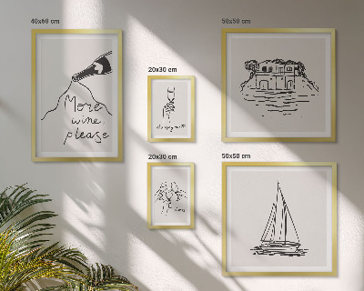 Polyptic înrămat Grafică elegantă pentru relaxare cu vin