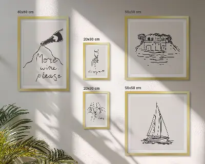 Grafică elegantă pentru relaxare cu vin tablou poliptic înrămat