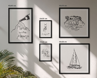 Polyptic înrămat Grafică elegantă pentru relaxare cu vin