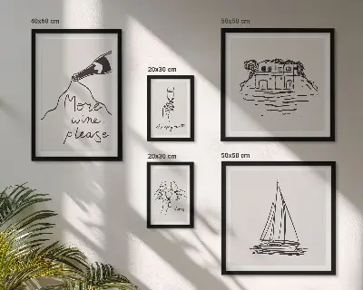 Grafică elegantă pentru relaxare cu vin tablou poliptic înrămat