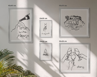 Polyptic înrămat Ilustrații elegante cu toast cu vin