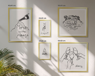 Polyptic înrămat Ilustrații elegante cu toast cu vin