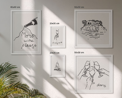 Polyptic înrămat Ilustrații elegante cu toast cu vin