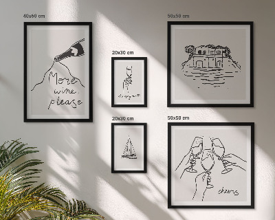 Polyptic înrămat Ilustrații elegante cu toast cu vin