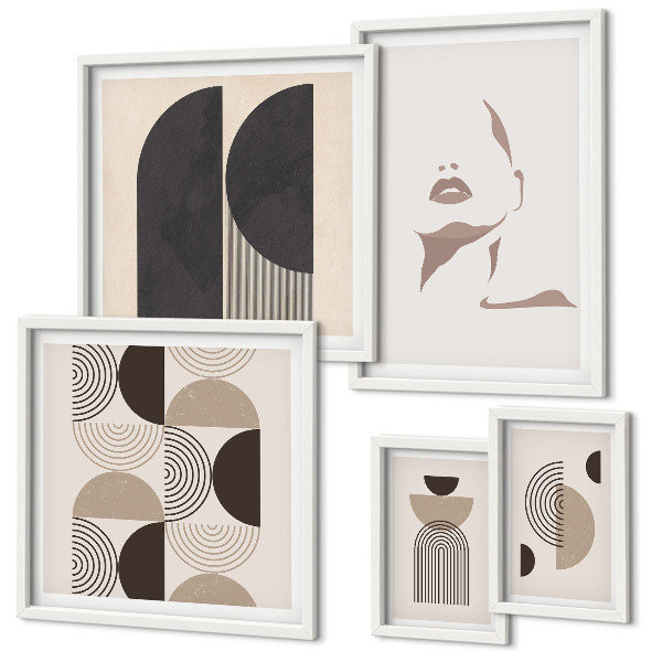Decorațiune de perete set tablouri Portrete geometrice elegante