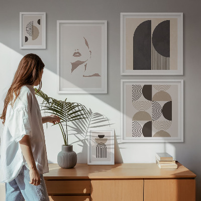 Decorațiune de perete set tablouri Portrete geometrice elegante