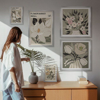 Polyptic înrămat Modele florale din Londra și Seul