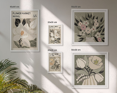 Polyptic înrămat Modele florale din Londra și Seul