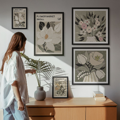 Polyptic înrămat Modele florale din Londra și Seul
