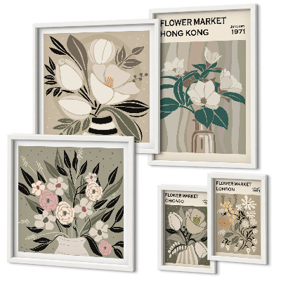 Polyptic înrămat Târg de flori retro vintage