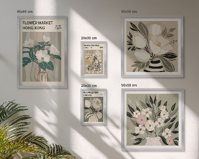 Polyptic înrămat Târg de flori retro vintage