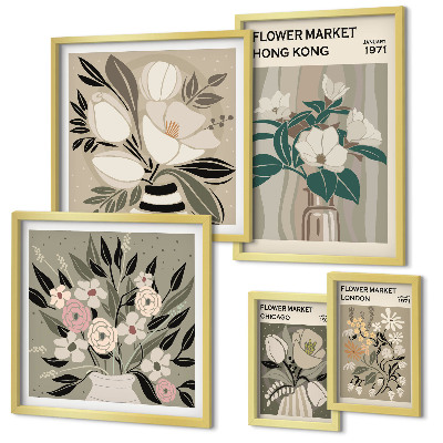 Polyptic înrămat Târg de flori retro vintage
