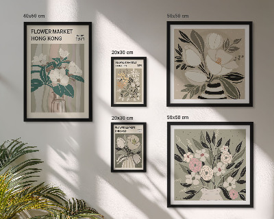 Polyptic înrămat Târg de flori retro vintage