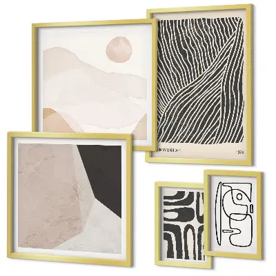 Tablou poliptic înrămat modele abstracte cu texturi de pământ în stil minimalist