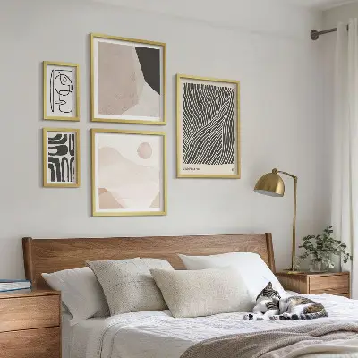 Tablou poliptic înrămat modele abstracte cu texturi de pământ în stil minimalist