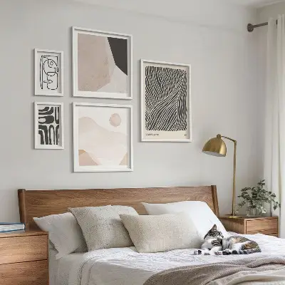 Tablou poliptic înrămat modele abstracte cu texturi de pământ în stil minimalist
