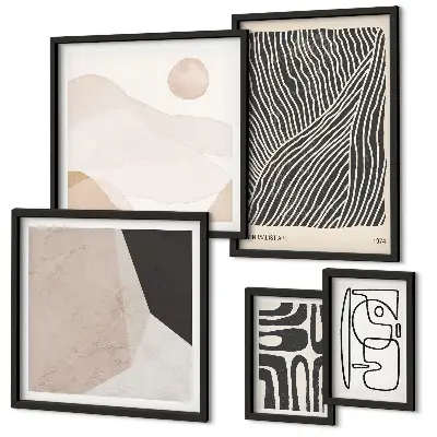 Tablou poliptic înrămat modele abstracte cu texturi de pământ în stil minimalist
