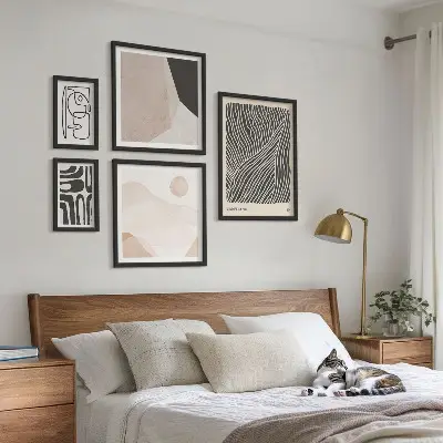 Tablou poliptic înrămat modele abstracte cu texturi de pământ în stil minimalist