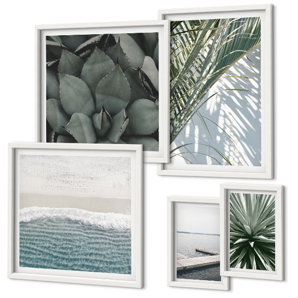 Polyptic înrămat Plante tropicale cu marea