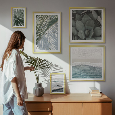 Polyptic înrămat Plante tropicale cu marea