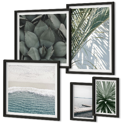 Polyptic înrămat Plante tropicale cu marea