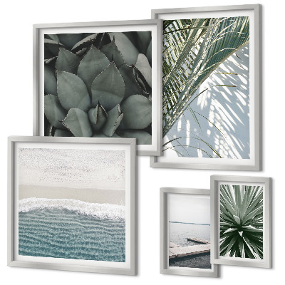 Polyptic înrămat Plante tropicale cu marea
