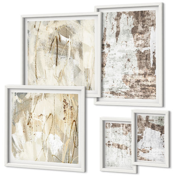Decorațiune de perete set tablouri Compoziții neutre abstracte