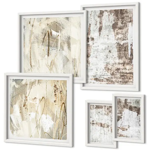 Set de tablouri decorative de perete cu compoziții abstracte neutre
