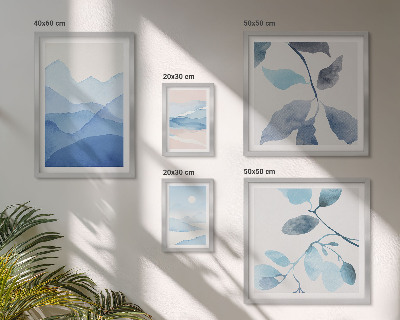 Polyptic înrămat Natura albastră minimalistă