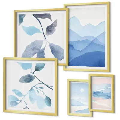 Natura albastră minimalistă tablou poliptic înrămat