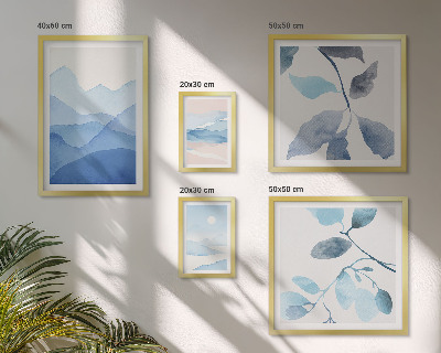Polyptic înrămat Natura albastră minimalistă