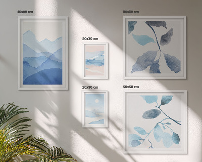Polyptic înrămat Natura albastră minimalistă