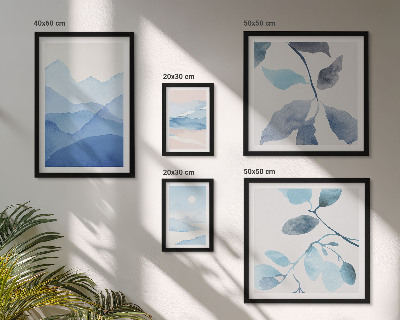 Polyptic înrămat Natura albastră minimalistă