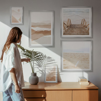 Decorațiune de perete set tablouri Plaje și munți minimalisti