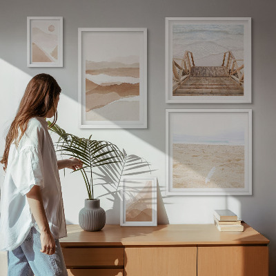 Decorațiune de perete set tablouri Plaje și munți minimalisti